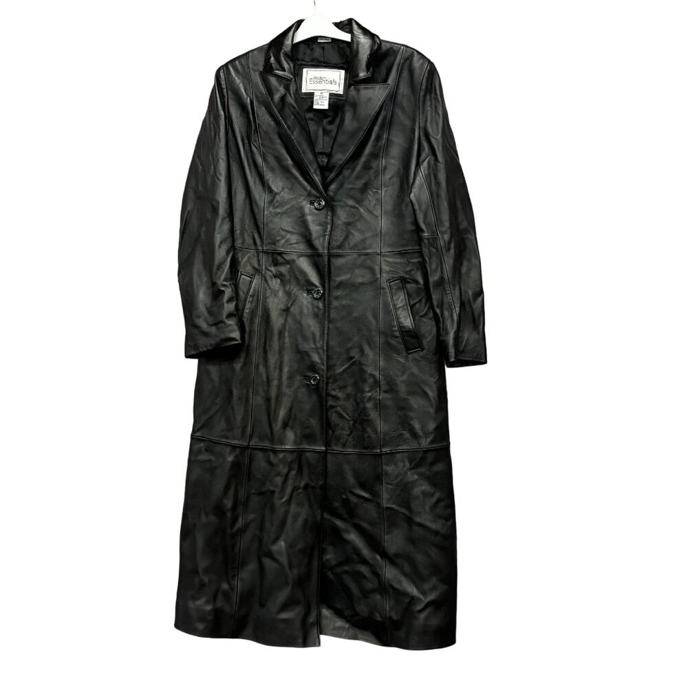 Modern Essentials Leather Jacket Coat Black M Mid Length